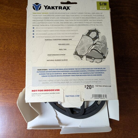Yaktrax Spikes Winter Traction S/M Tungsten Carbide Spikes Wmns 5-9 Mens 3.5-7.5 - Picture 4 of 8